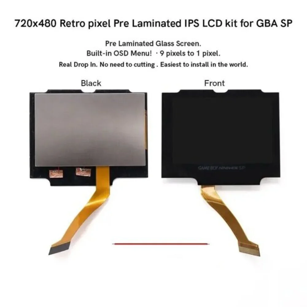 Gameboy Advance SP Upgraded Backlit Mod Drop In IPS V5 720 X 480 LCD Screen
